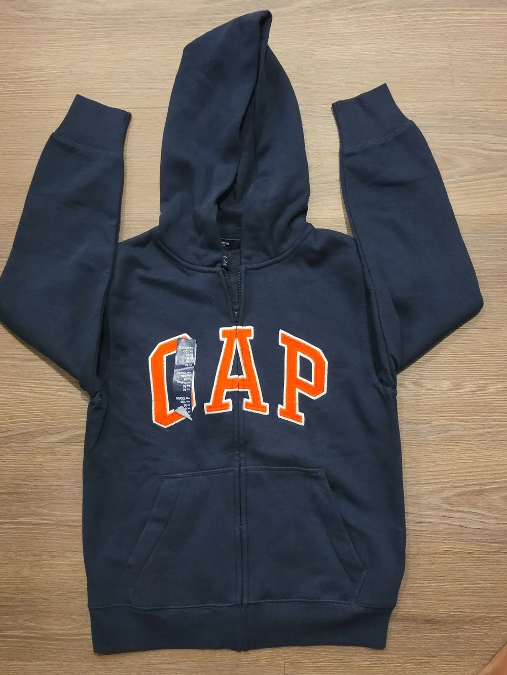 GAP Navy Hoodie with Orange Lettering